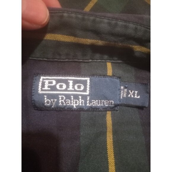 Polo Ralph Lauren Shirt Men's Plaid size XL Long Sleeve Green Blue Cotton - Picture 8 of 11